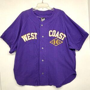 Vtg 90s West Coast Jersey Shirt Button Down Purple Italian Club Men's Size L/XL